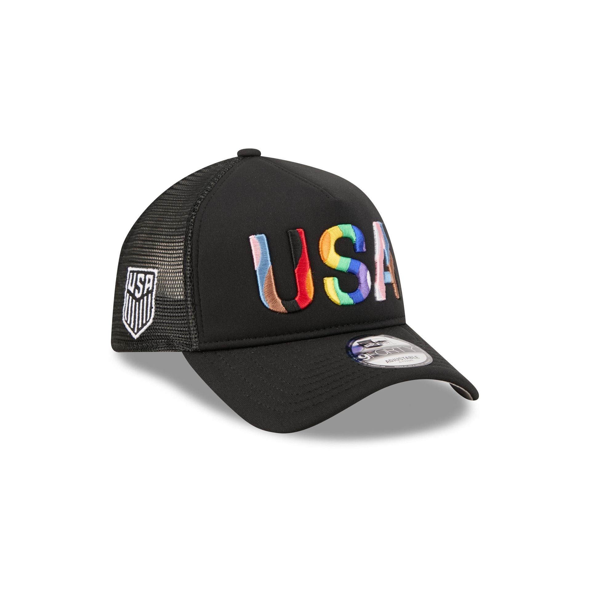 US Soccer Rainbow Wordmark 9FORTY A-Frame Trucker Hat