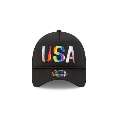 US Soccer Rainbow Wordmark 9FORTY A-Frame Trucker Hat
