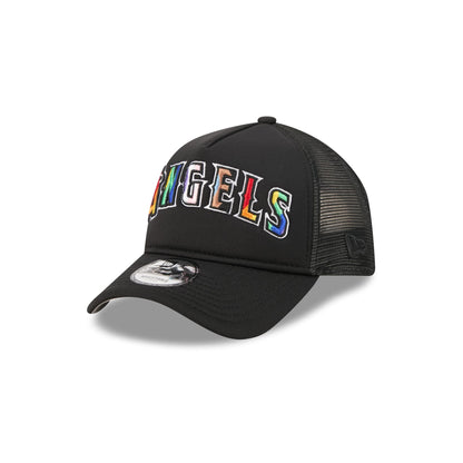 Los Angeles Angels Rainbow Wordmark 9FORTY A-Frame Trucker Hat