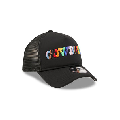 Dallas Cowboys Rainbow Wordmark 9FORTY A-Frame Trucker Hat