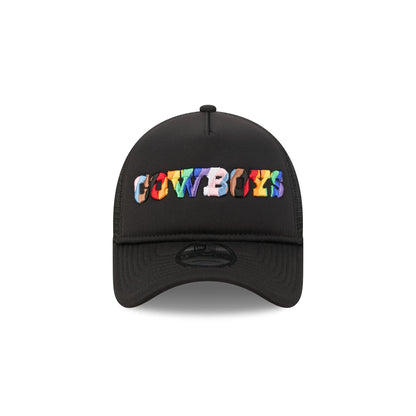 Dallas Cowboys Rainbow Wordmark 9FORTY A-Frame Trucker Hat