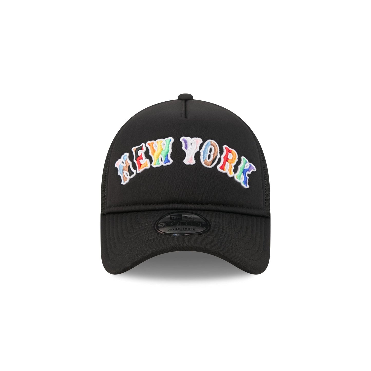 New York Mets Rainbow Wordmark 9FORTY A-Frame Trucker Hat