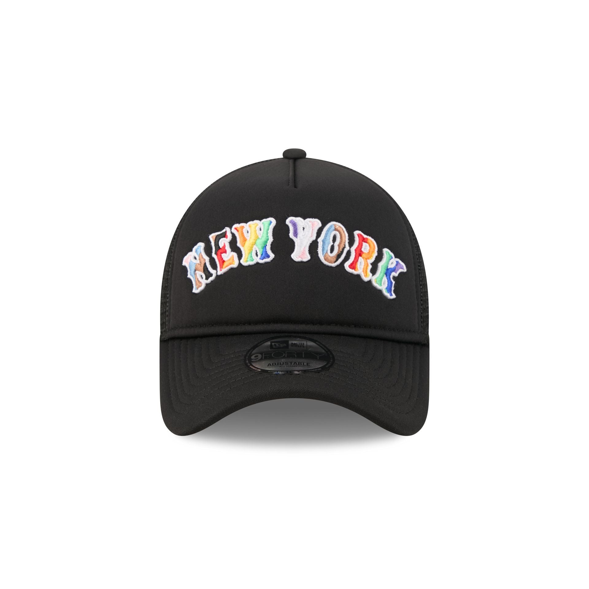 New York Mets Rainbow Wordmark 9FORTY A-Frame Trucker Hat