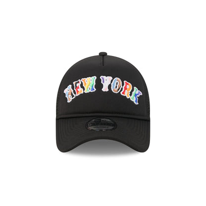 New York Mets Rainbow Wordmark 9FORTY A-Frame Trucker Hat