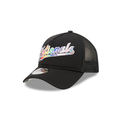 Washington Nationals Rainbow Wordmark 9FORTY A-Frame Trucker Hat