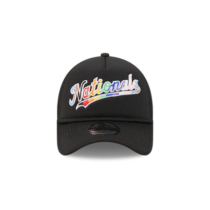 Washington Nationals Rainbow Wordmark 9FORTY A-Frame Trucker Hat