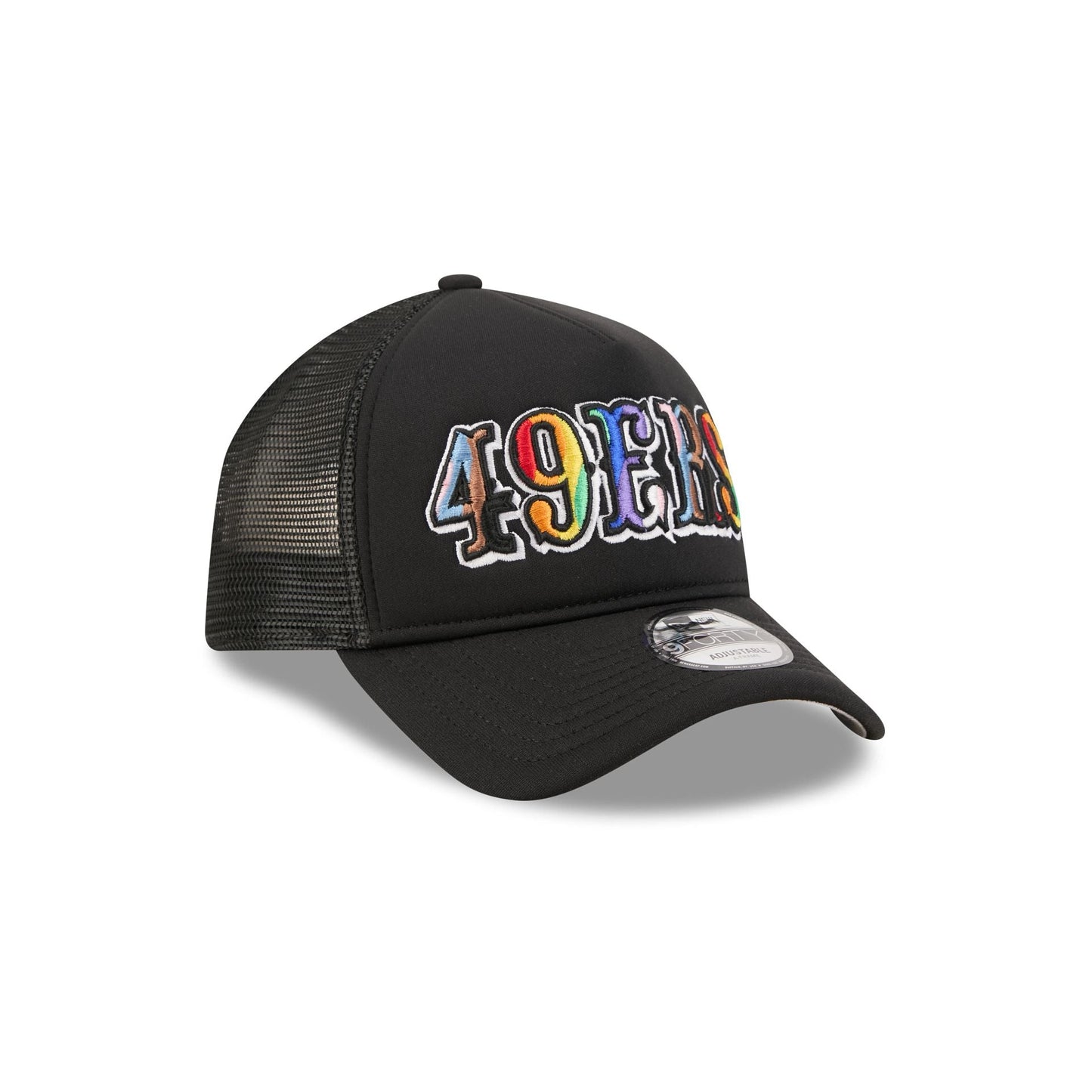 San Francisco 49ers Rainbow Wordmark 9FORTY A-Frame Trucker Hat