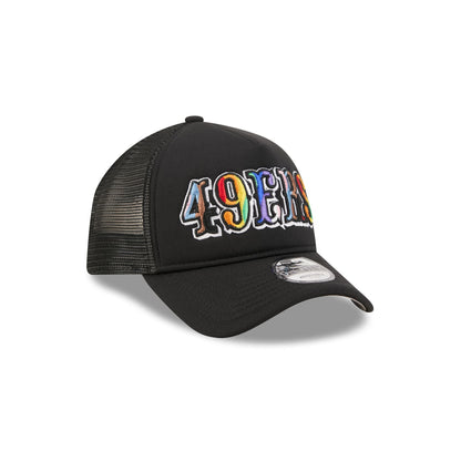 San Francisco 49ers Rainbow Wordmark 9FORTY A-Frame Trucker Hat