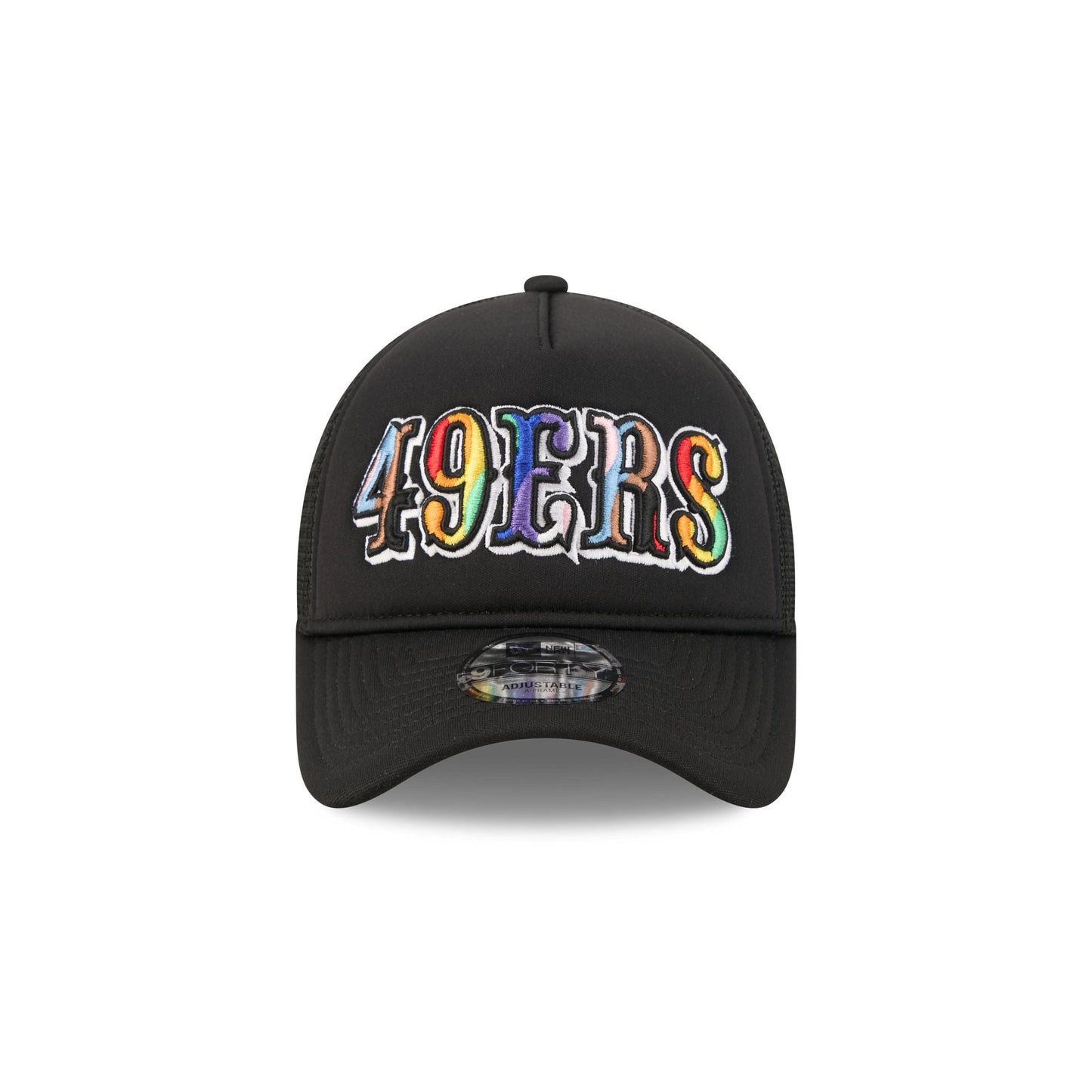 San Francisco 49ers Rainbow Wordmark 9FORTY A-Frame Trucker Hat
