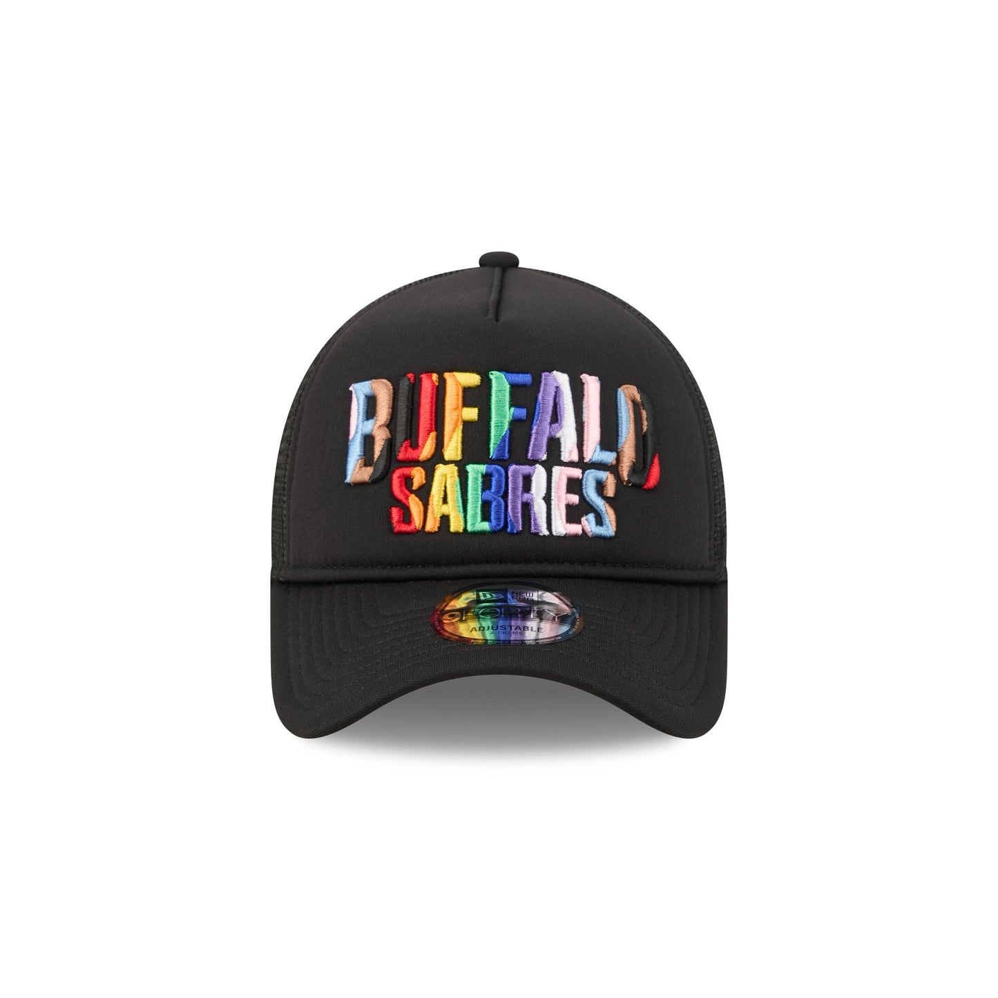 Buffalo Sabres Rainbow Wordmark 9FORTY A-Frame Trucker Hat