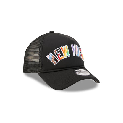 New York Yankees Rainbow Wordmark 9FORTY A-Frame Trucker Hat
