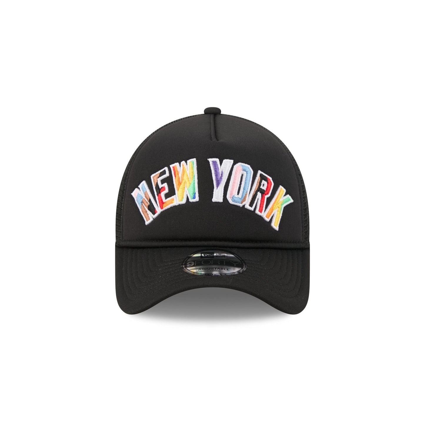New York Yankees Rainbow Wordmark 9FORTY A-Frame Trucker Hat