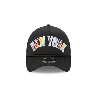 New York Yankees Rainbow Wordmark 9FORTY A-Frame Trucker Hat