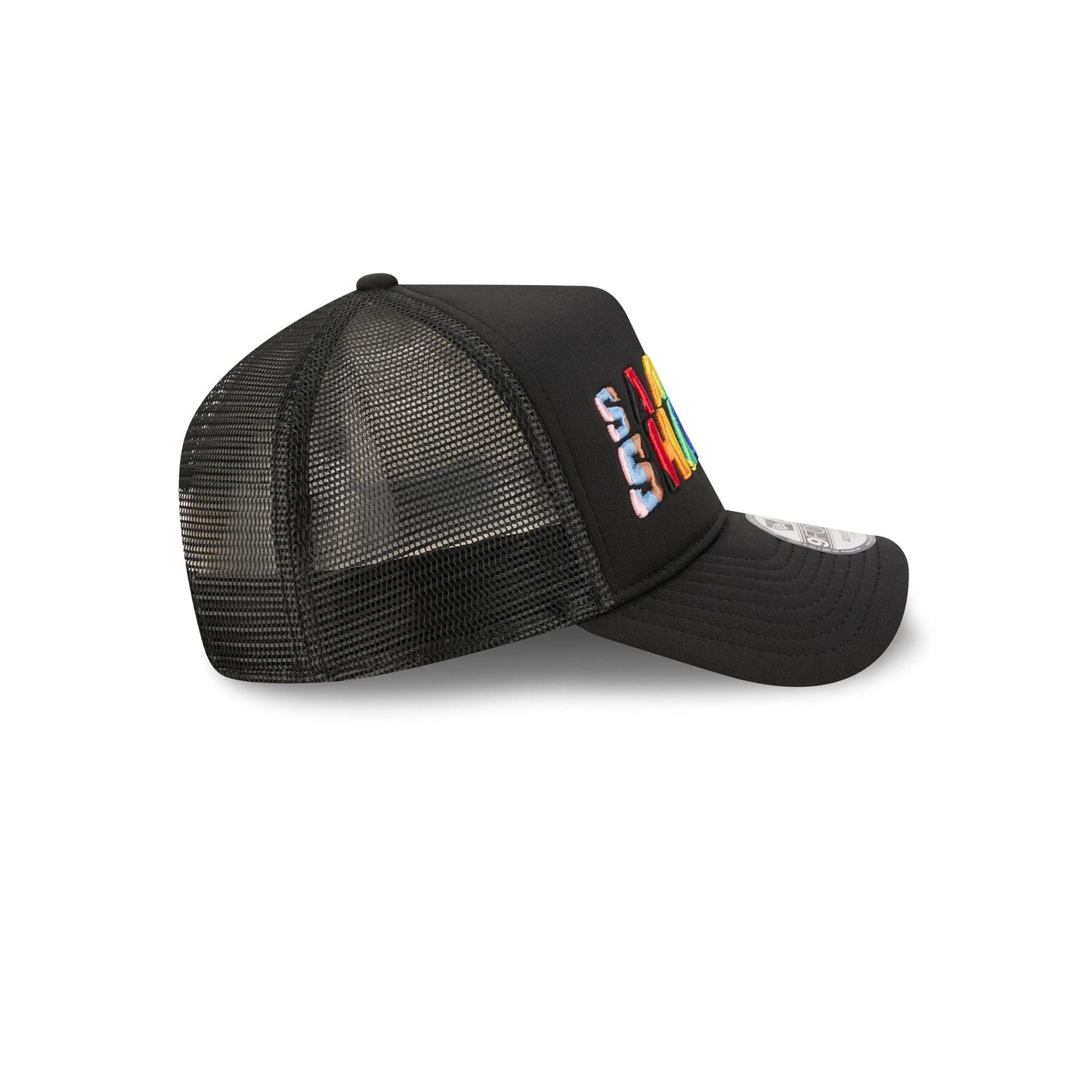 San Jose Sharks Rainbow Wordmark 9FORTY A-Frame Trucker Hat