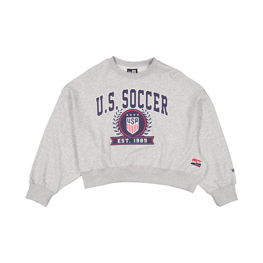 U.S. Soccer Women's National Team Women's Heather Gray Cropped Crewneck
