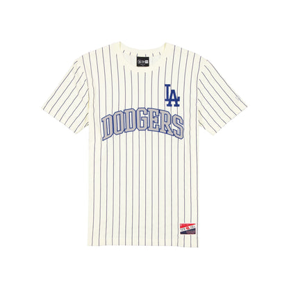 Los Angeles Dodgers Throwback Applique Pinstripe Chrome White T-Shirt