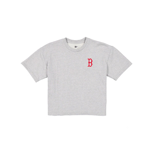Boston Red Sox Glam Game Women's Cropped Heather Gray T-Shirt