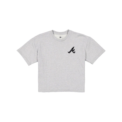 Atlanta Braves Glam Game Women's Cropped Heather Gray T-Shirt