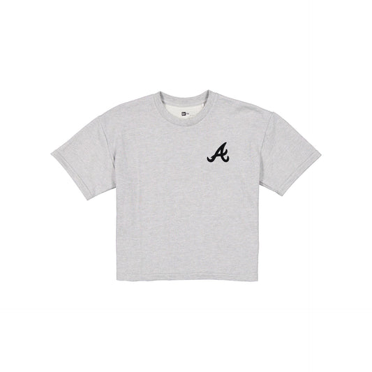 Atlanta Braves Glam Game Women's Cropped Heather Gray T-Shirt