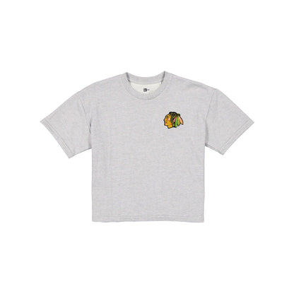 Chicago Blackhawks Glam Game Women's Cropped Heather Gray T-Shirt