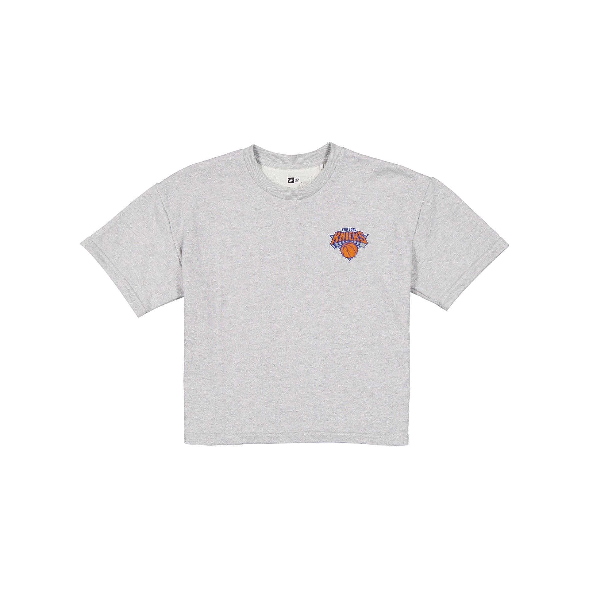 New York Knicks Glam Game Women's Cropped Heather Gray T-Shirt