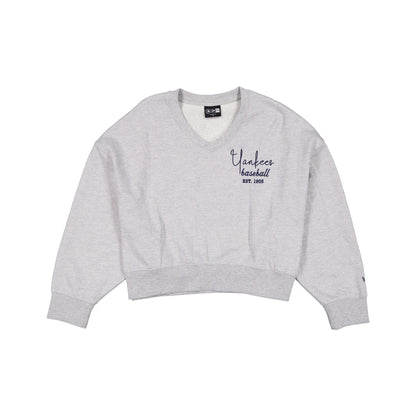 New York Yankees Glam Game Women's Oversized Glittery Crewneck