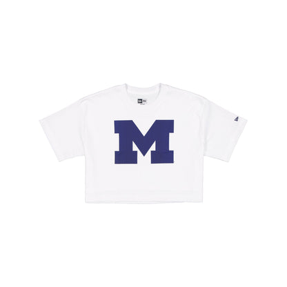 Michigan Wolverines Summer Women's White Cropped Jersey T-Shirt