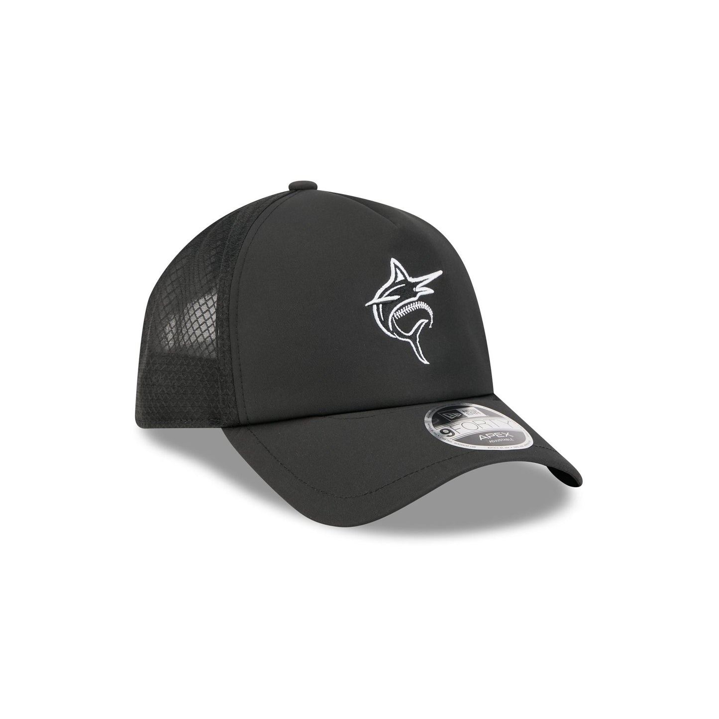 Miami Marlins 2026 Batting Practice Alt Marlin 9FORTY APEX Trucker Hat