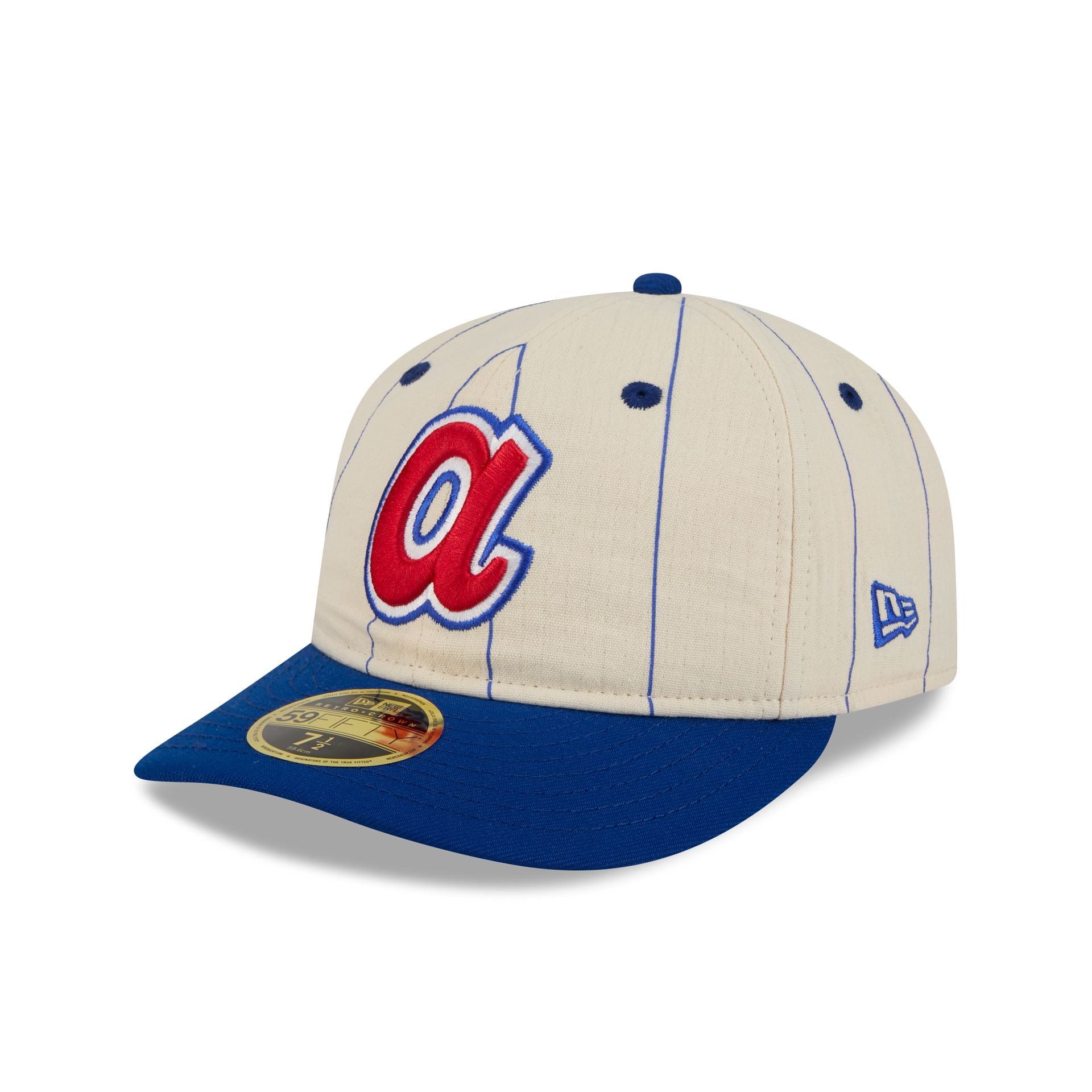Atlanta Braves Linen Pinstripe Retro Crown 59FIFTY Fitted Hat