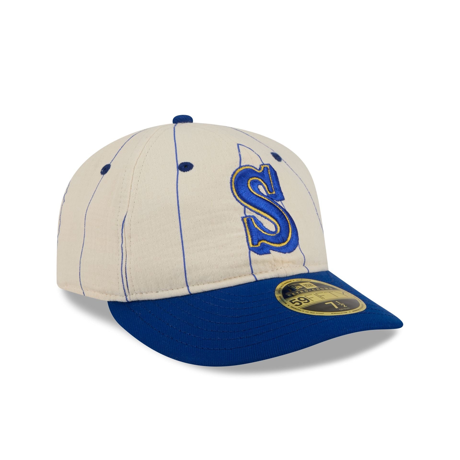 Seattle Mariners Linen Pinstripe Retro Crown 59FIFTY Fitted Hat