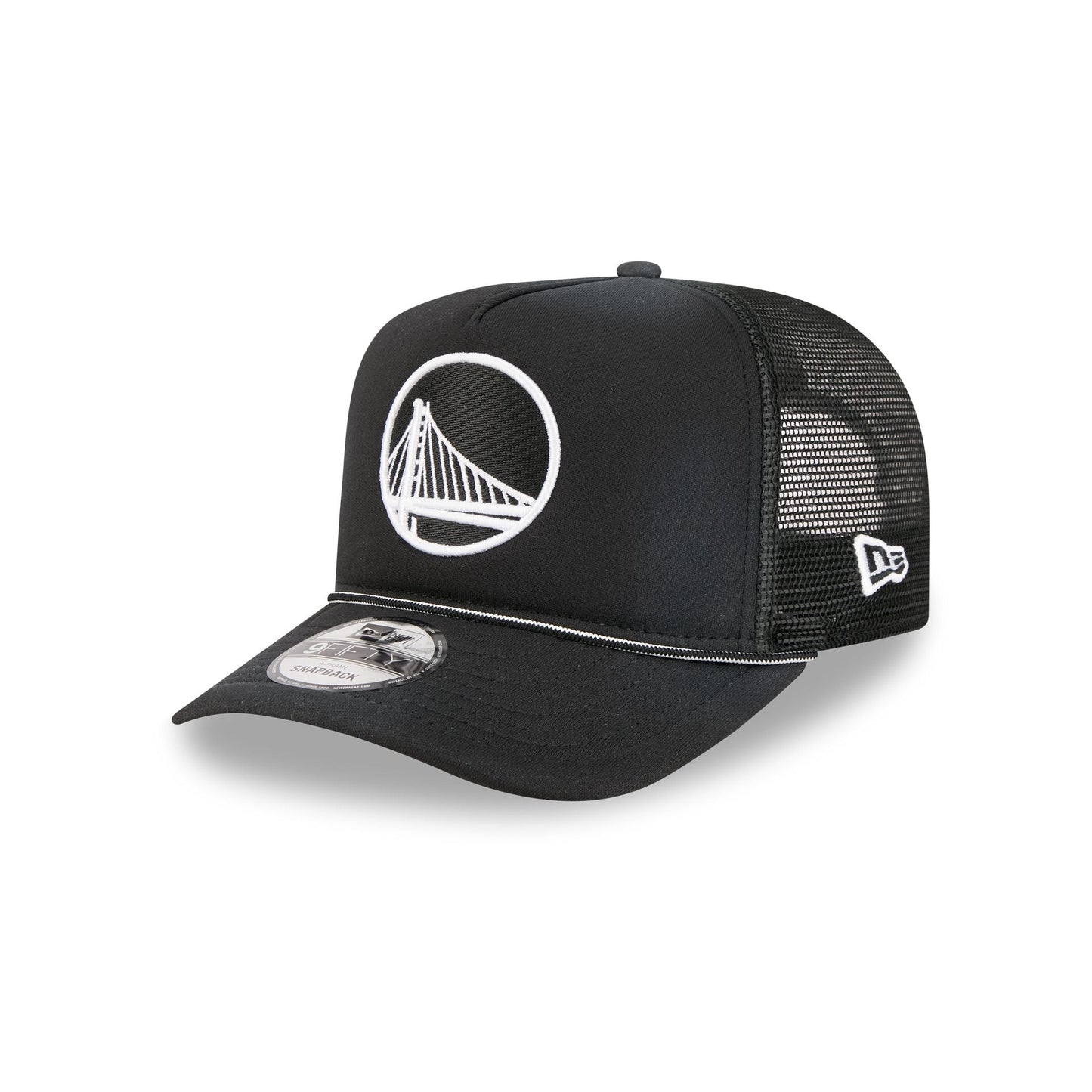 Golden State Warriors Washed Black 9FIFTY A-Frame Trucker Hat