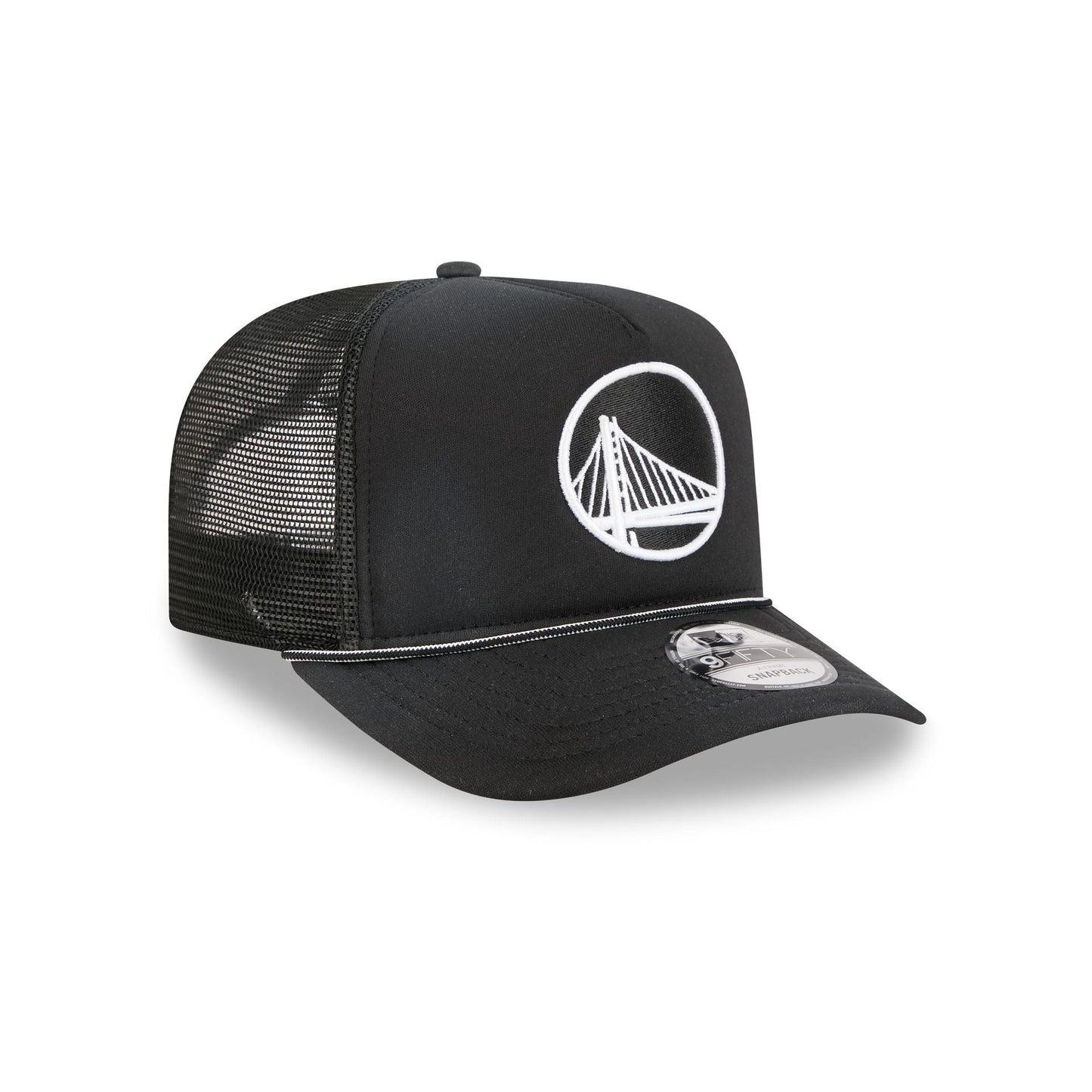 Golden State Warriors Washed Black 9FIFTY A-Frame Trucker Hat