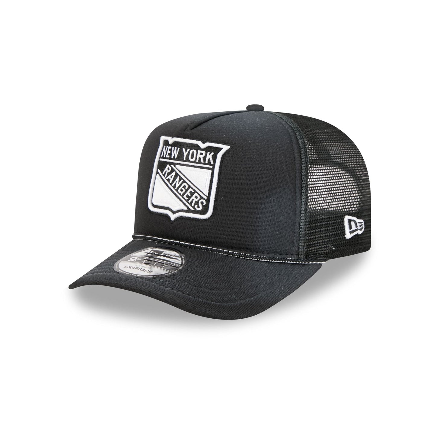New York Rangers Washed Black 9FIFTY A-Frame Trucker Hat