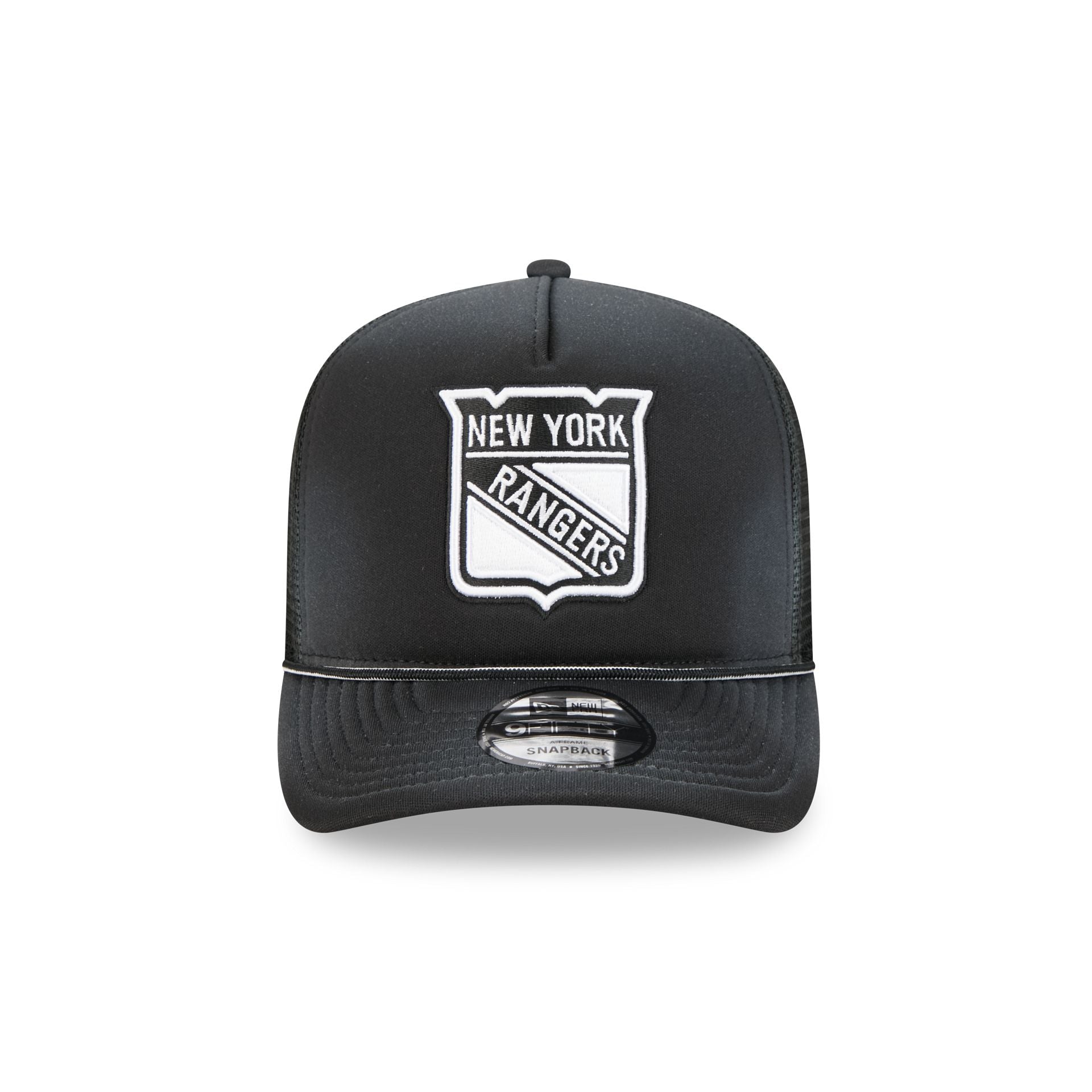 New York Rangers Washed Black 9FIFTY A-Frame Trucker Hat