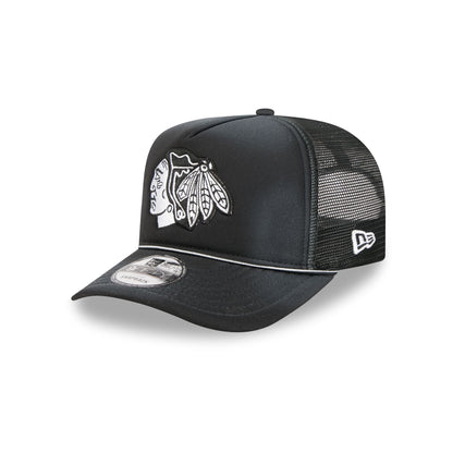 Chicago Blackhawks Washed Black 9FIFTY A-Frame Trucker Hat