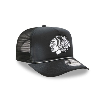 Chicago Blackhawks Washed Black 9FIFTY A-Frame Trucker Hat