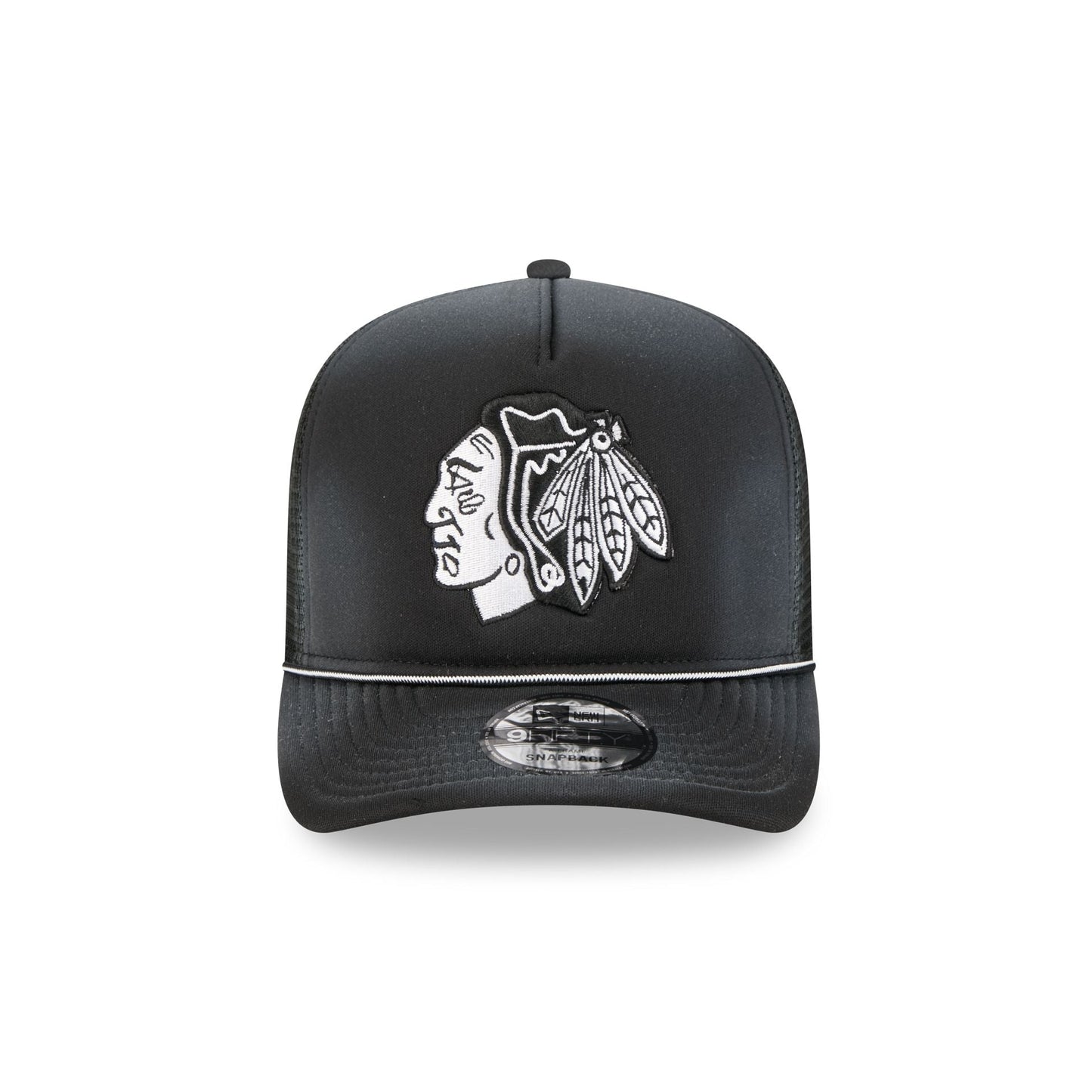Chicago Blackhawks Washed Black 9FIFTY A-Frame Trucker Hat