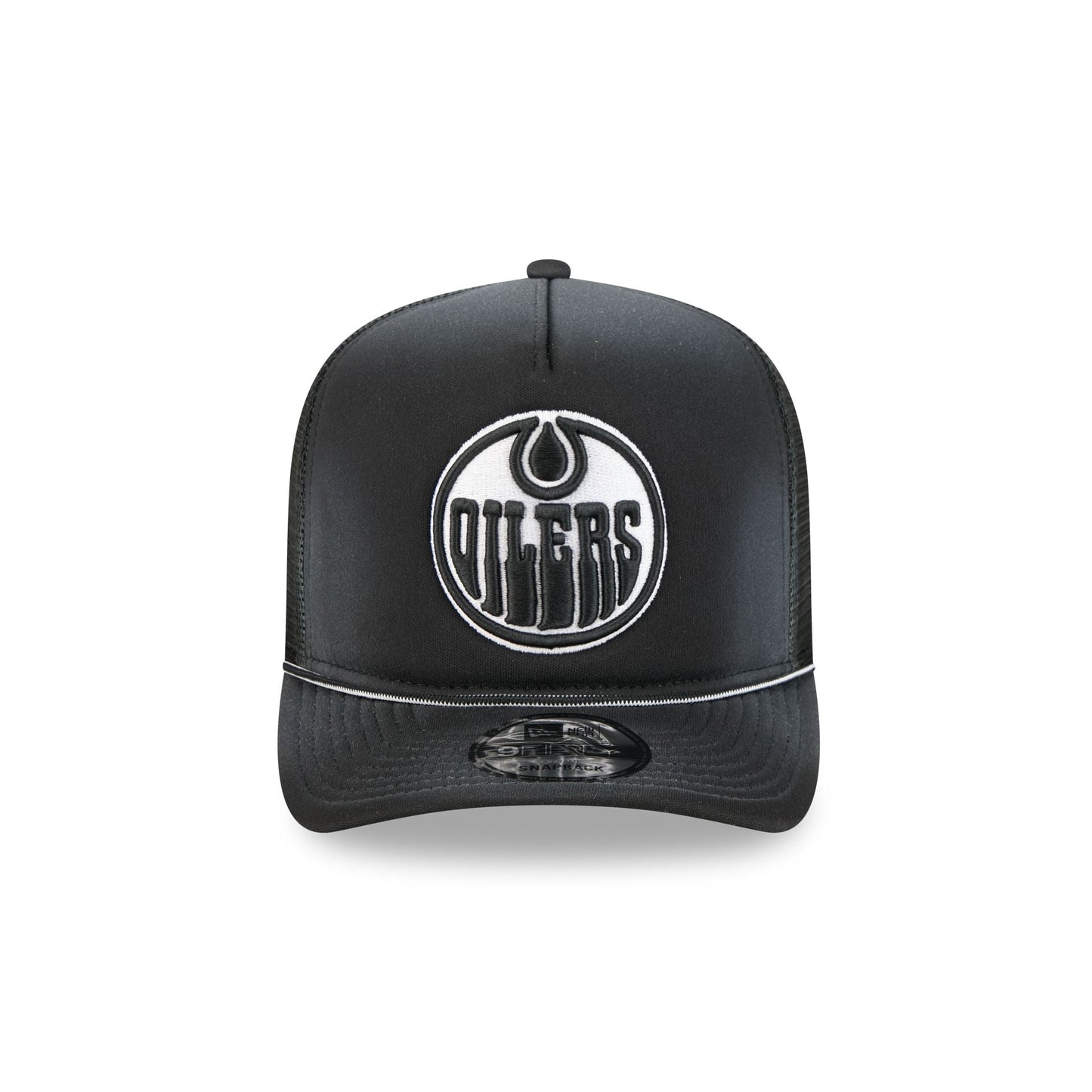 Edmonton Oilers Washed Black 9FIFTY A-Frame Trucker Hat