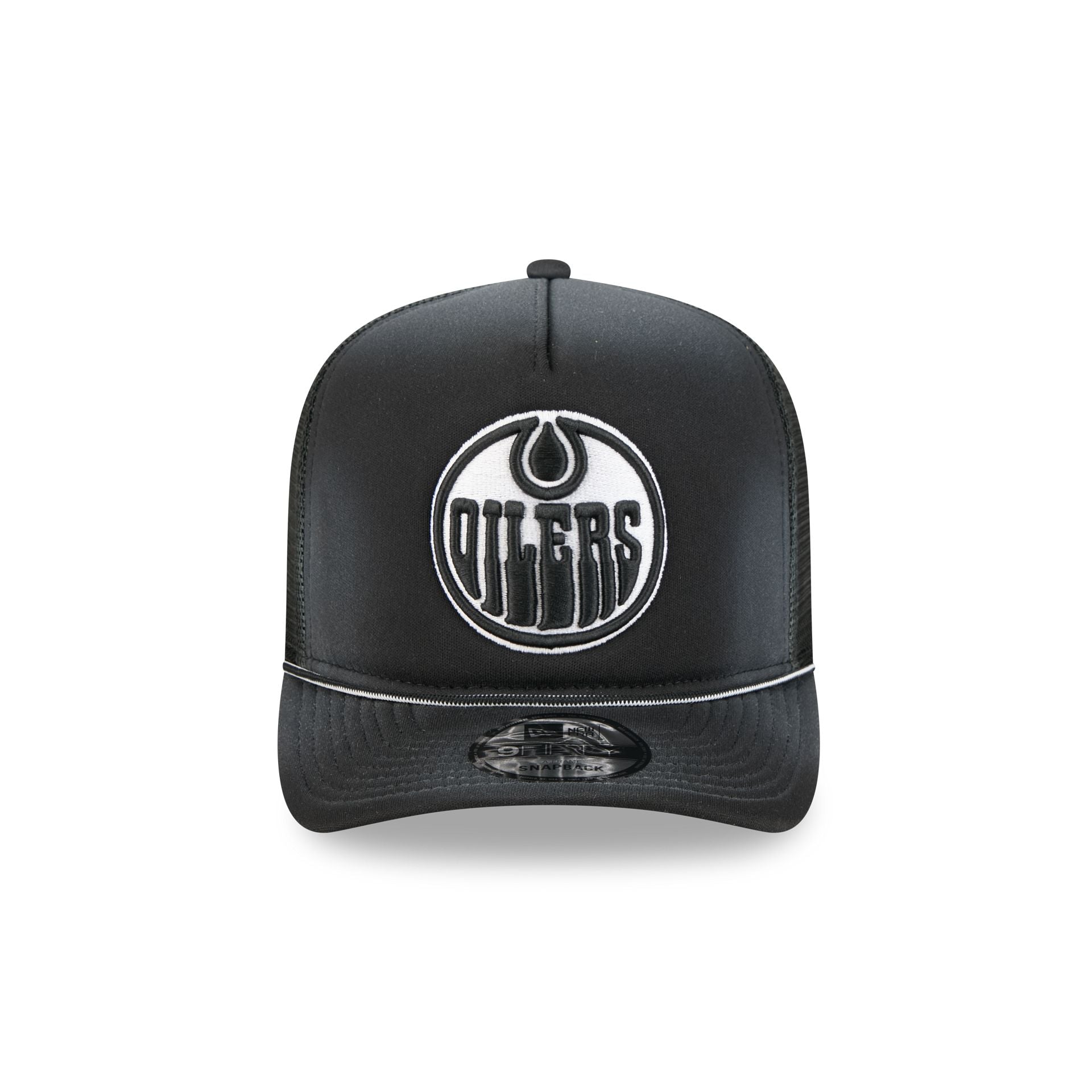 Edmonton Oilers Washed Black 9FIFTY A-Frame Trucker Hat