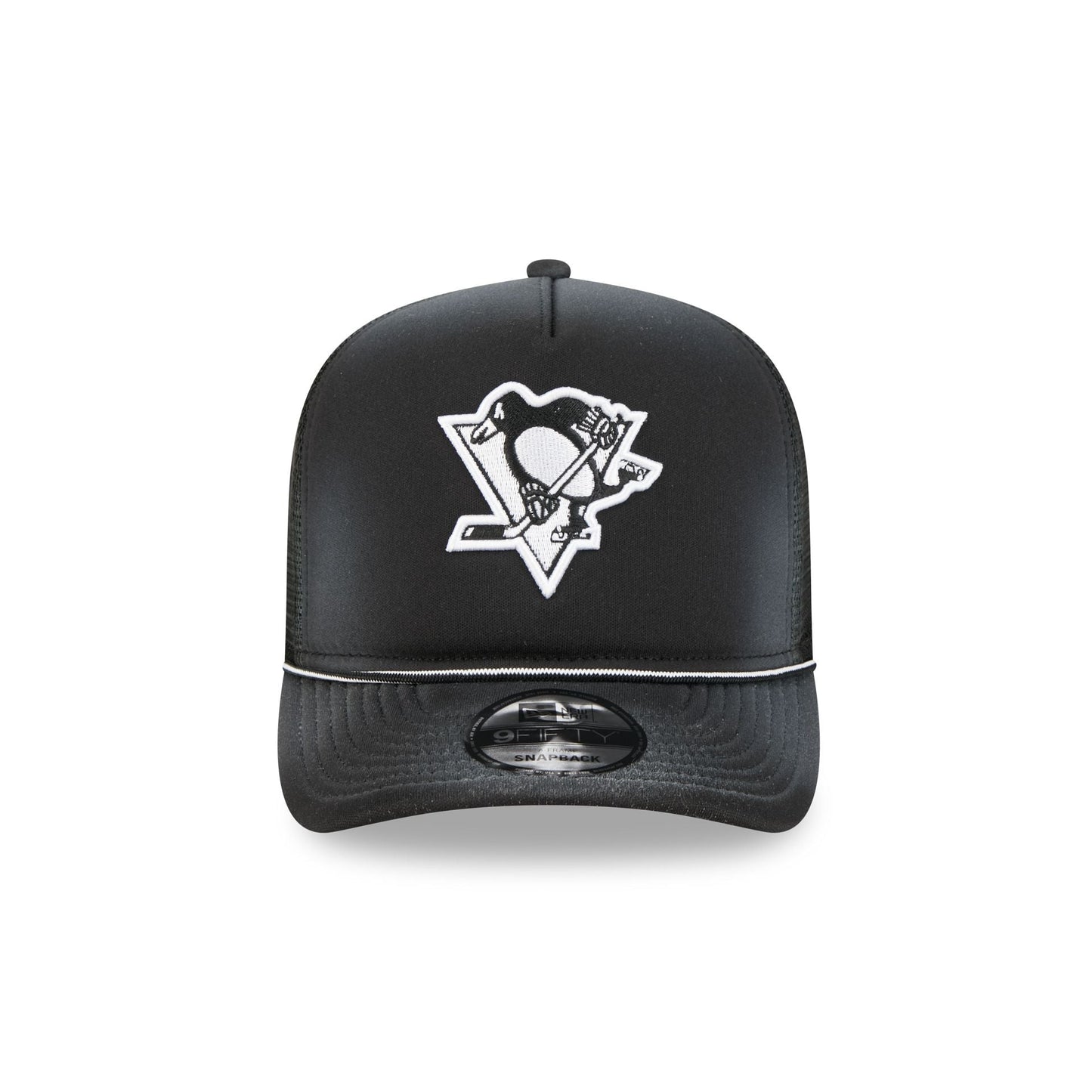 Pittsburgh Penguins Washed Black 9FIFTY A-Frame Trucker Hat