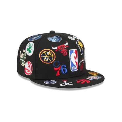 NBA All Over Logo Black 59FIFTY Fitted Hat