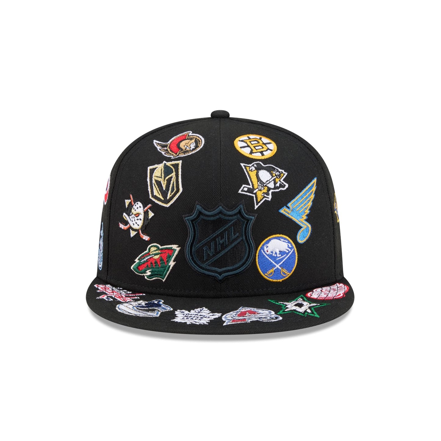 NHL All Over Logo Black 59FIFTY Fitted Hat