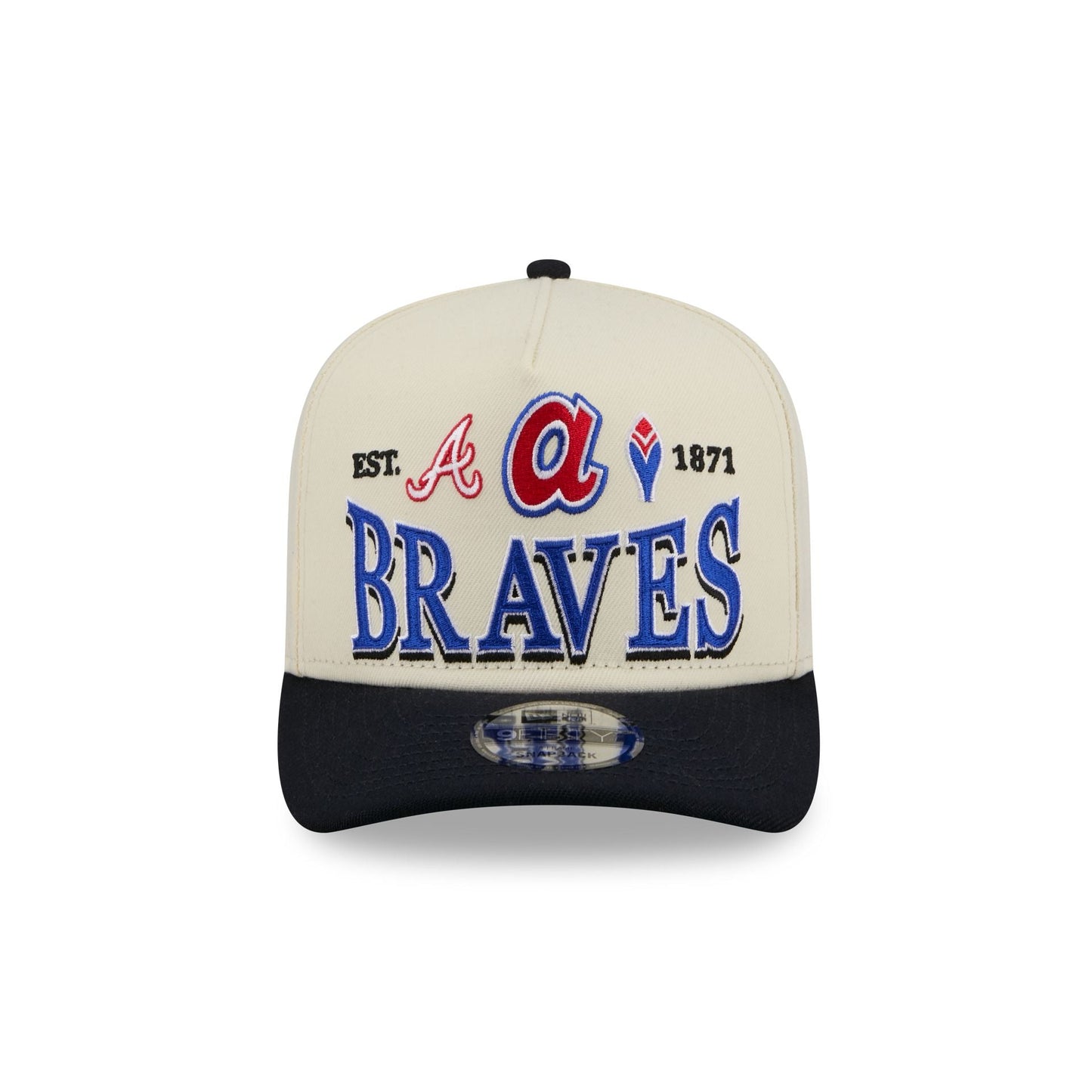 Atlanta Braves Three Hit Chrome White 9FIFTY A-Frame Snapback Hat