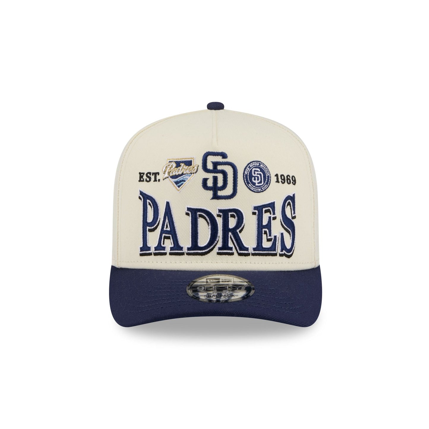 San Diego Padres Three Hit Chrome White 9FIFTY A-Frame Snapback Hat
