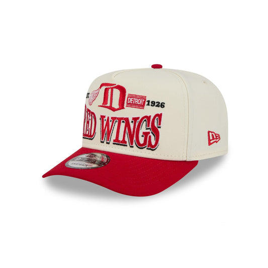 Detroit Red Wings Three Hit Chrome White 9FIFTY A-Frame Snapback Hat