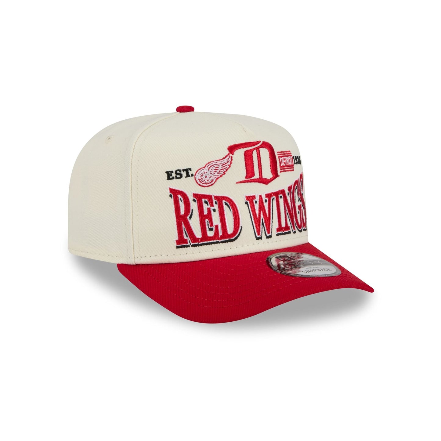 Detroit Red Wings Three Hit Chrome White 9FIFTY A-Frame Snapback Hat