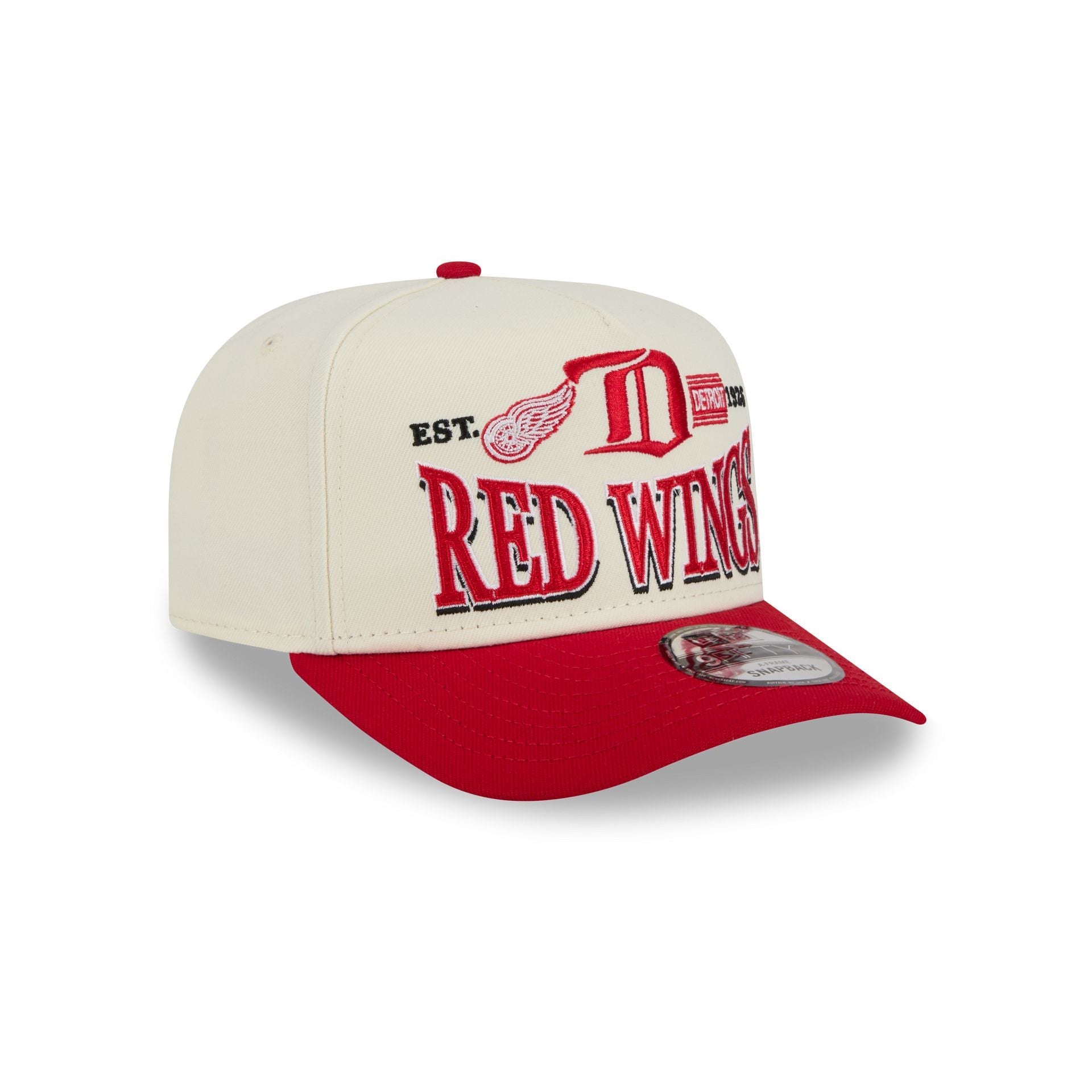 Detroit Red Wings Three Hit Chrome White 9FIFTY A-Frame Snapback Hat