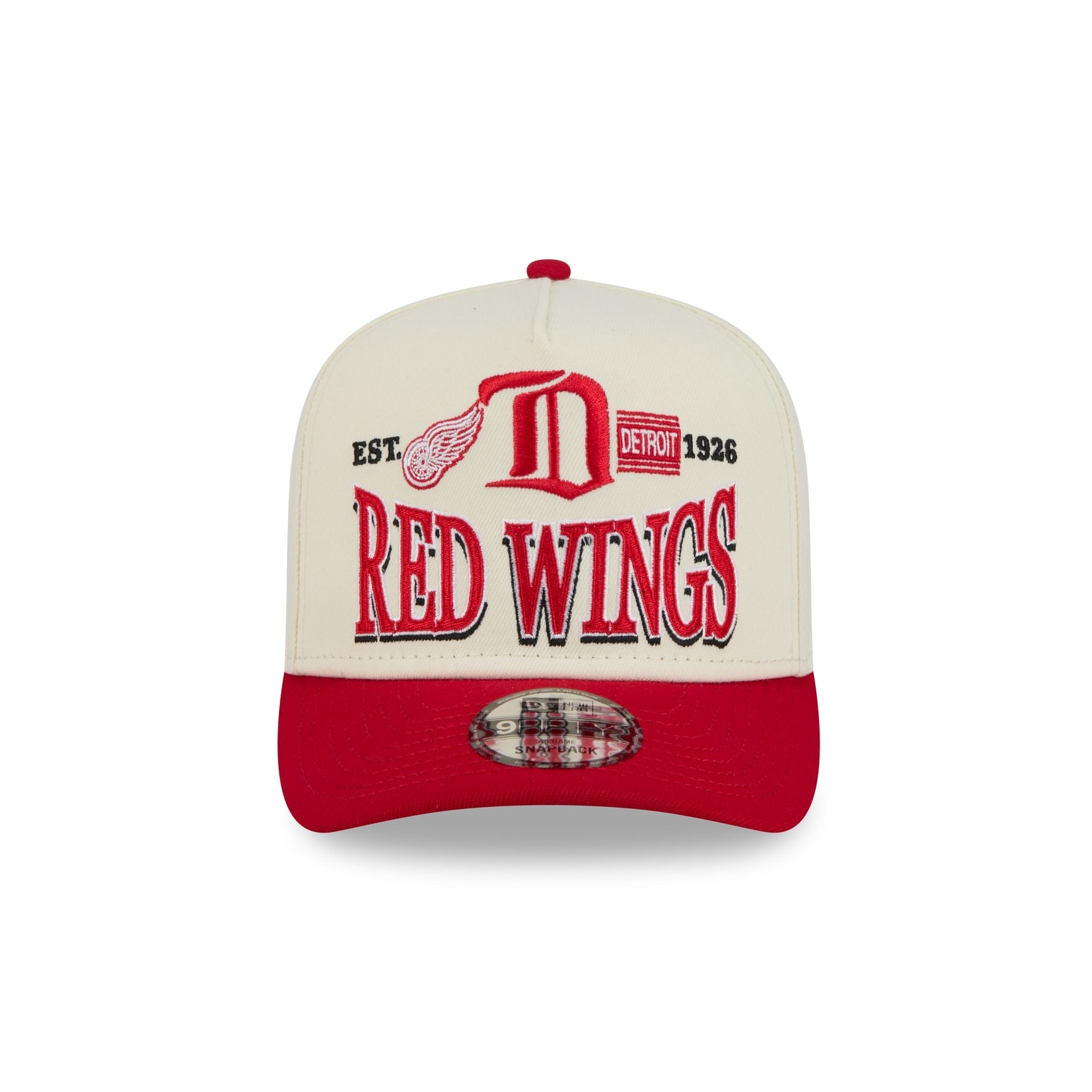Detroit Red Wings Three Hit Chrome White 9FIFTY A-Frame Snapback Hat