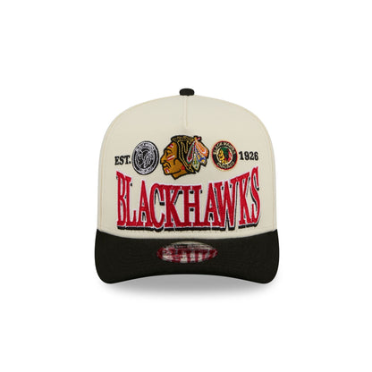 Chicago Blackhawks Three Hit Chrome White 9FIFTY A-Frame Snapback Hat
