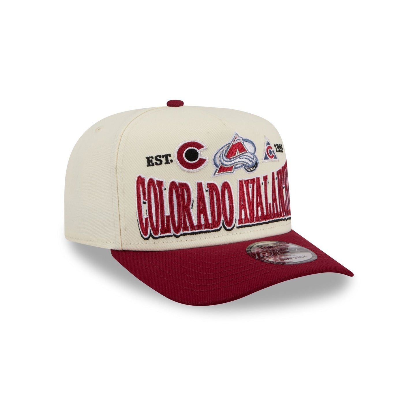 Colorado Avalanche Three Hit Chrome White 9FIFTY A-Frame Snapback Hat